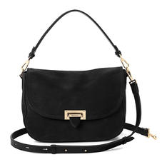 Slouchy Saddle Bag in Black Nubuck
