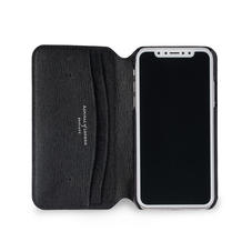 iPhone X Leather Book Case in Black Saffiano