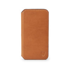 iPhone X Leather Book Case in Smooth Tan