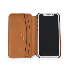 iPhone X Leather Book Case in Smooth Tan