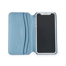 iPhone X Leather Book Case in Bluebird Saffiano