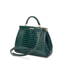 Small Florence Frame Bag in Evergreen Patent Croc