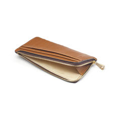 Large Zipped Coin Purse in Smooth Tan