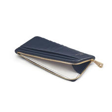 Large Zipped Coin Purse in Navy Pebble
