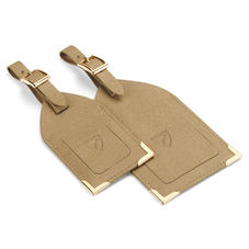 Set of 2 Luggage Tags in Camel Saffiano
