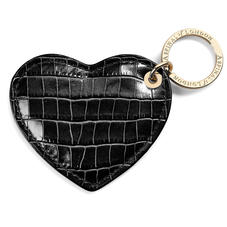 Heart Keyring in Deep Shine Black Small Croc