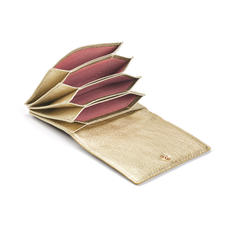 Accordion Zipped Credit Card Holder in Pale Gold Pebble