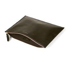 Mount Street Flat Pouch in Moss Green Pebble