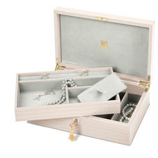 Savoy Jewellery Box in Deep Shine Shell Pink Small Croc