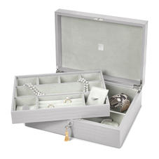 Grand Luxe Jewellery Case in Deep Shine Dove Grey Small Croc