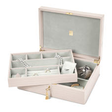 Grand Luxe Jewellery Case in Deep Shine Shell Pink Small Croc