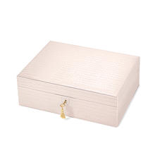 Grand Luxe Jewellery Case in Deep Shine Shell Pink Small Croc