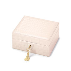 Bijou Jewellery Box in Deep Shine Shell Pink Small Croc