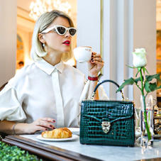Midi Mayfair Bag in Evergreen Patent Croc
