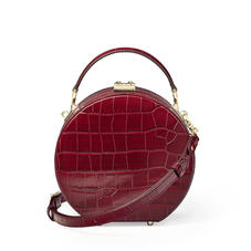 Hat Box in Deep Shine Bordeaux Croc