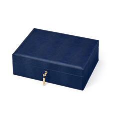 Grand Luxe Jewellery Case in Midnight Blue Lizard