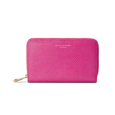 Midi Continental Clutch Zip Wallet in Raspberry Lizard