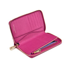 Midi Continental Clutch Zip Wallet in Raspberry Lizard