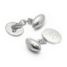 Sterling Silver Personalised Rugby Ball Cufflinks