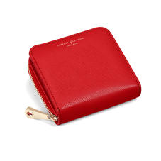 Mini Continental Zipped Coin Purse in Scarlet Saffiano