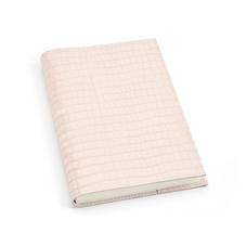 A5 Refillable Leather Journal in Deep Shine Shell Pink Small Croc