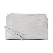 Large Essential Cosmetic Case in Deep Shine Dove Grey Small Croc