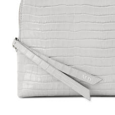 Large Essential Cosmetic Case in Deep Shine Dove Grey Small Croc