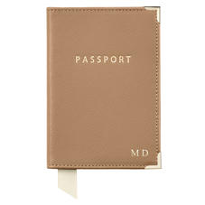 Passport Cover in Camel Saffiano