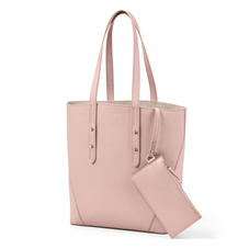 Essential Tote in Peony Saffiano (with A-Stitched Side Panels)