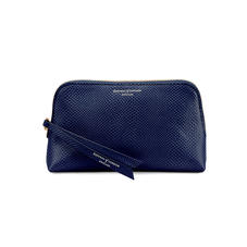 Small Essential Cosmetic Case in Midnight Blue Lizard