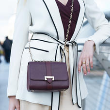 Small Lottie Bag in Burgundy Saffiano