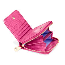 Mini Continental Zipped Coin Purse in Raspberry Lizard