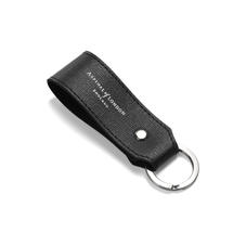 Leather Loop Keyring in Black Saffiano