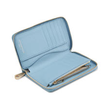 Midi Continental Clutch Zip Wallet in Bluebird Saffiano