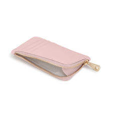 Small Zipped Coin Purse in Peony Saffiano