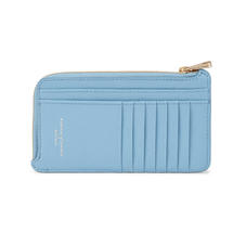 Large Zipped Coin Purse in Bluebird Saffiano
