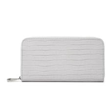 Continental Clutch Zip Wallet in Deep Shine Dove Grey Small Croc