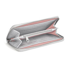 Continental Clutch Zip Wallet in Deep Shine Dove Grey Small Croc