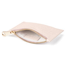 Small Essential Flat Pouch in Deep Shine Shell Pink Small Croc