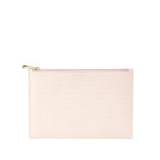 Large Essential Flat Pouch in Deep Shine Shell Pink Small Croc