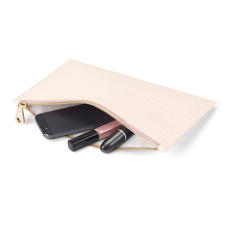 Large Essential Flat Pouch in Deep Shine Shell Pink Small Croc