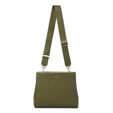 Small Ella Hobo in Olive Pebble & Suede with Plain Strap