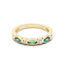 Selene 18ct Gold Marquise Emerald & Diamond Ring