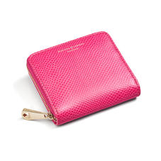Slim Mini Continental Purse in Raspberry Lizard
