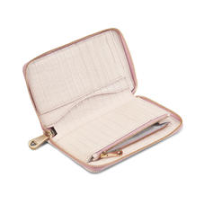Midi Continental Clutch Zip Wallet in Deep Shine Shell Pink Small Croc