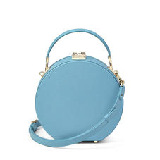 Mini Hat Box Bag in Bluebird Saffiano