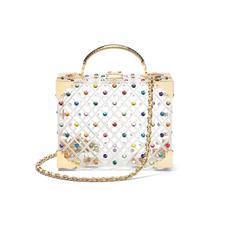 Mini Trunk Clutch in Diamond Cut Transparent Acrylic with Candy Crystals