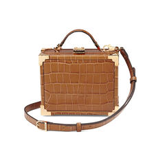 Mini Trunk Clutch in Deep Shine Vintage Tan Croc