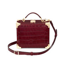 Mini Trunk Clutch in Deep Shine Bordeaux Croc