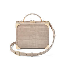 Mini Trunk Clutch in Deep Shine Soft Taupe Croc